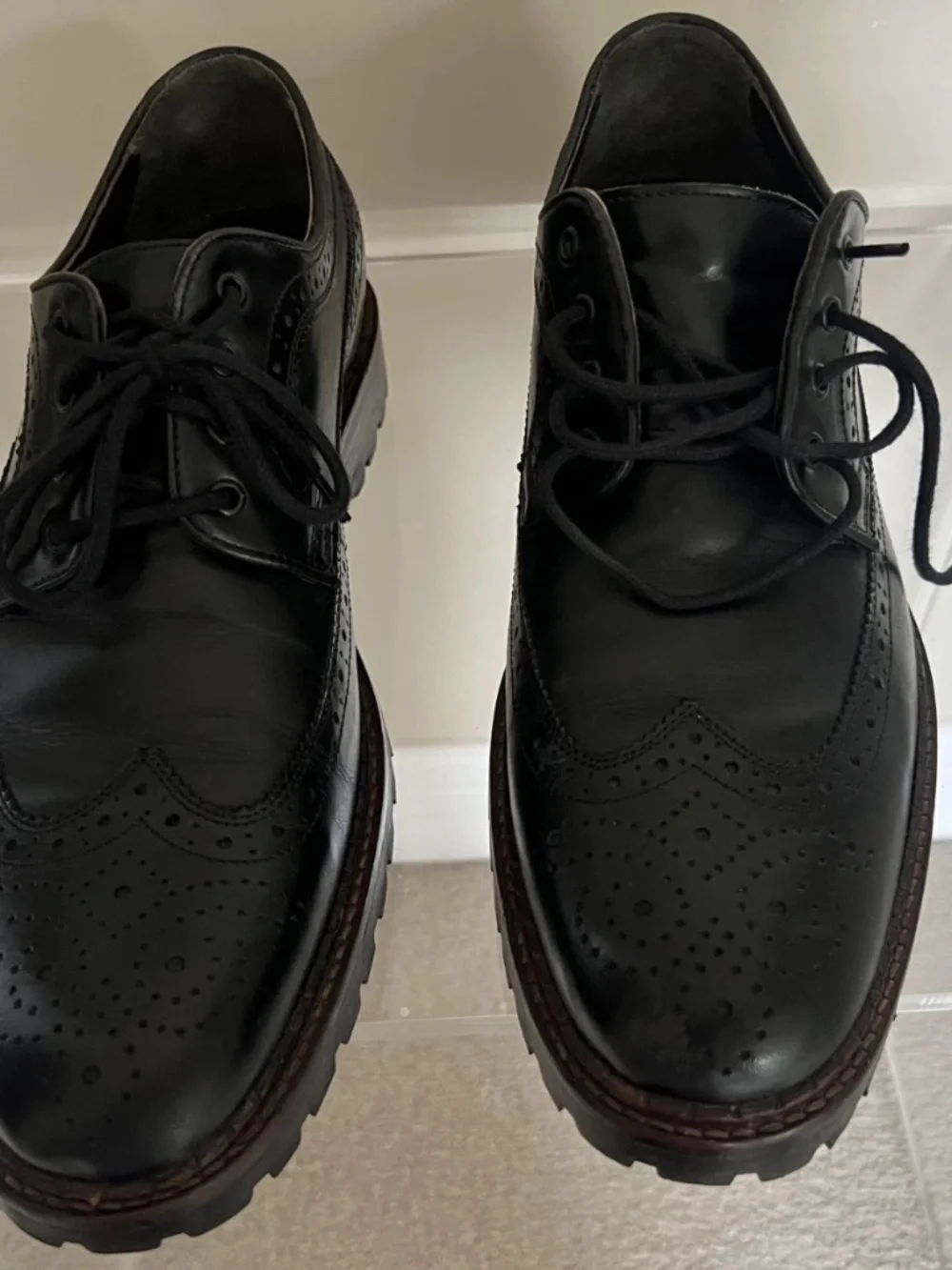 Johnston & Murphy J7M Wigtip Oxford Sheepskin Signature Series Black Men Size 10